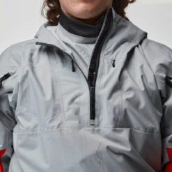 NRS Men's Riptide Splash Jacket (2025) -WCK WaterSports Gear 20030 04 Quarry Model NeckDrain 120224 2000x2000 01269.1743716108