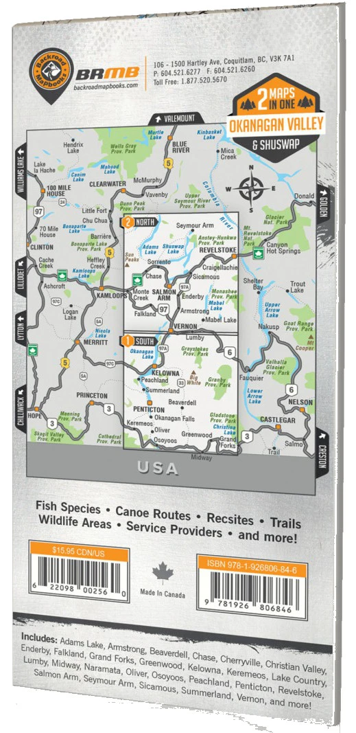 Okanagan Valley & Shuswap BC Waterproof Map 3 Okanagan Valley & Shuswap BC Waterproof Map - Image 2